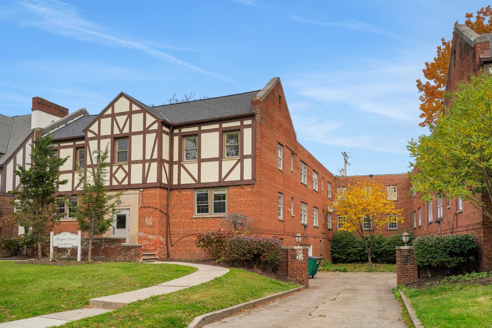Half-timbered courtyard building in the Shaker Square portfolio